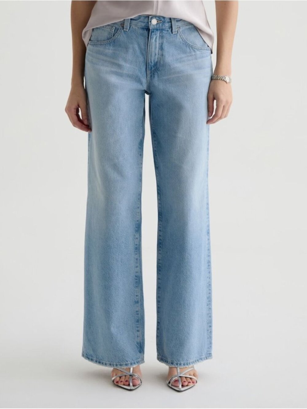 AG Adriano Goldschmeid Adria Low Rise Wide Leg Light Wash Jeans Womens 29
